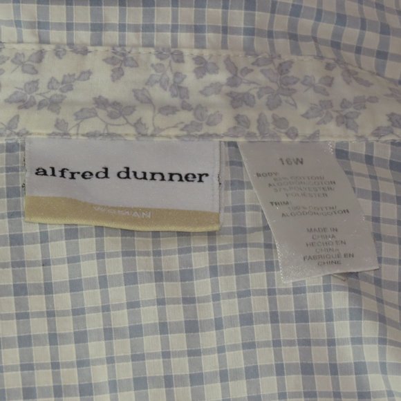 Alfred Dunner Women's Embroidered Floral Grid Button-Down Top Size 16W (C569) - Picture 6 of 6